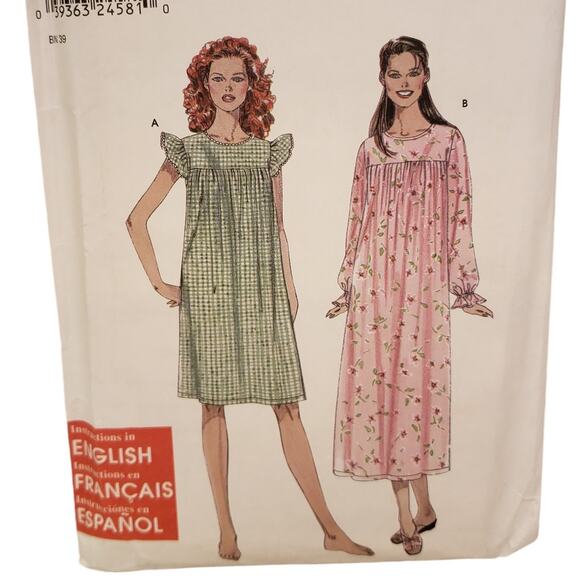 Simplicity 9540 Sewing Pattern Misses Nightgown Size XS-XL UNCUT Vintage Style - Picture 2 of 6